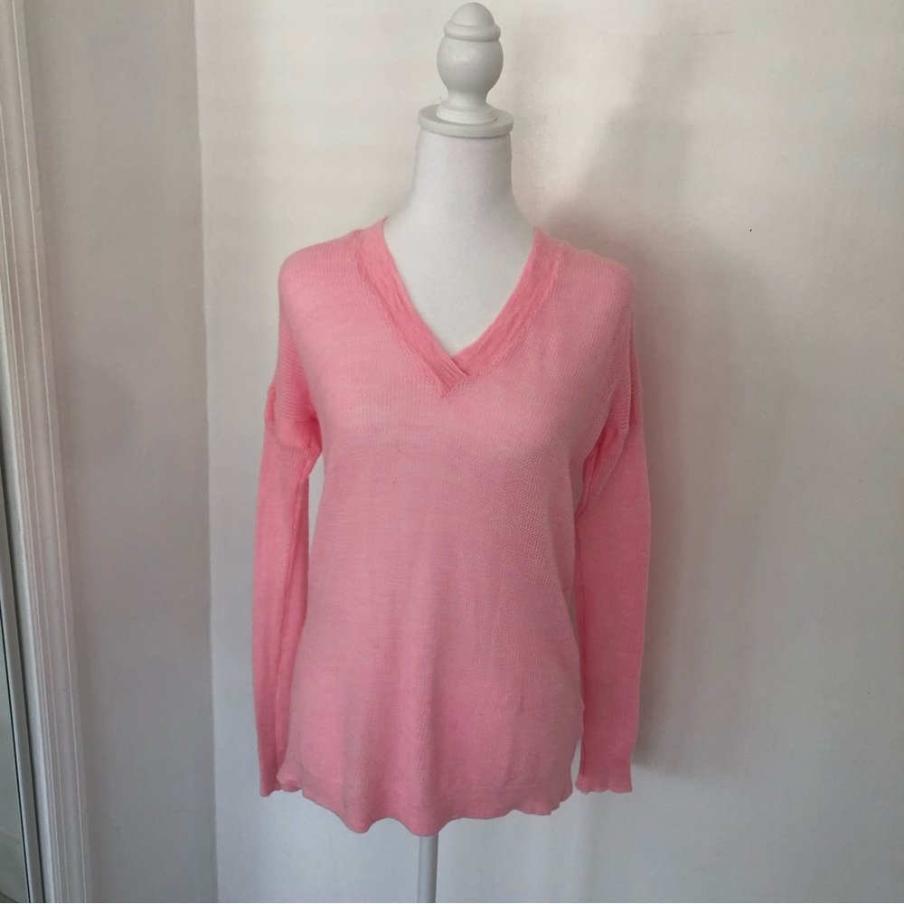 J.CREW Women’s Heathered Pink V-Neck Long Sleeve Pullover Knit Sweater Sz S